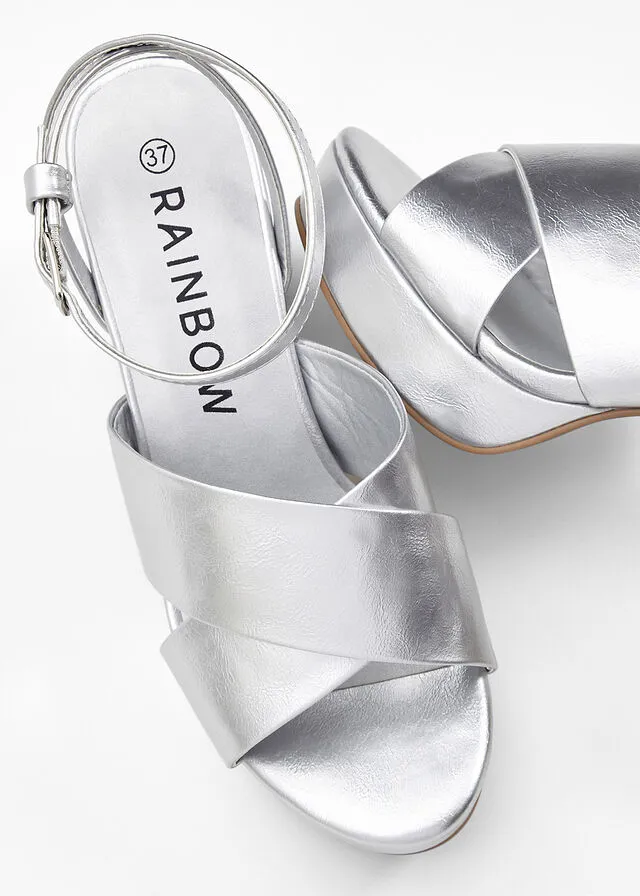Sandalias de tacón con plataforma Plata