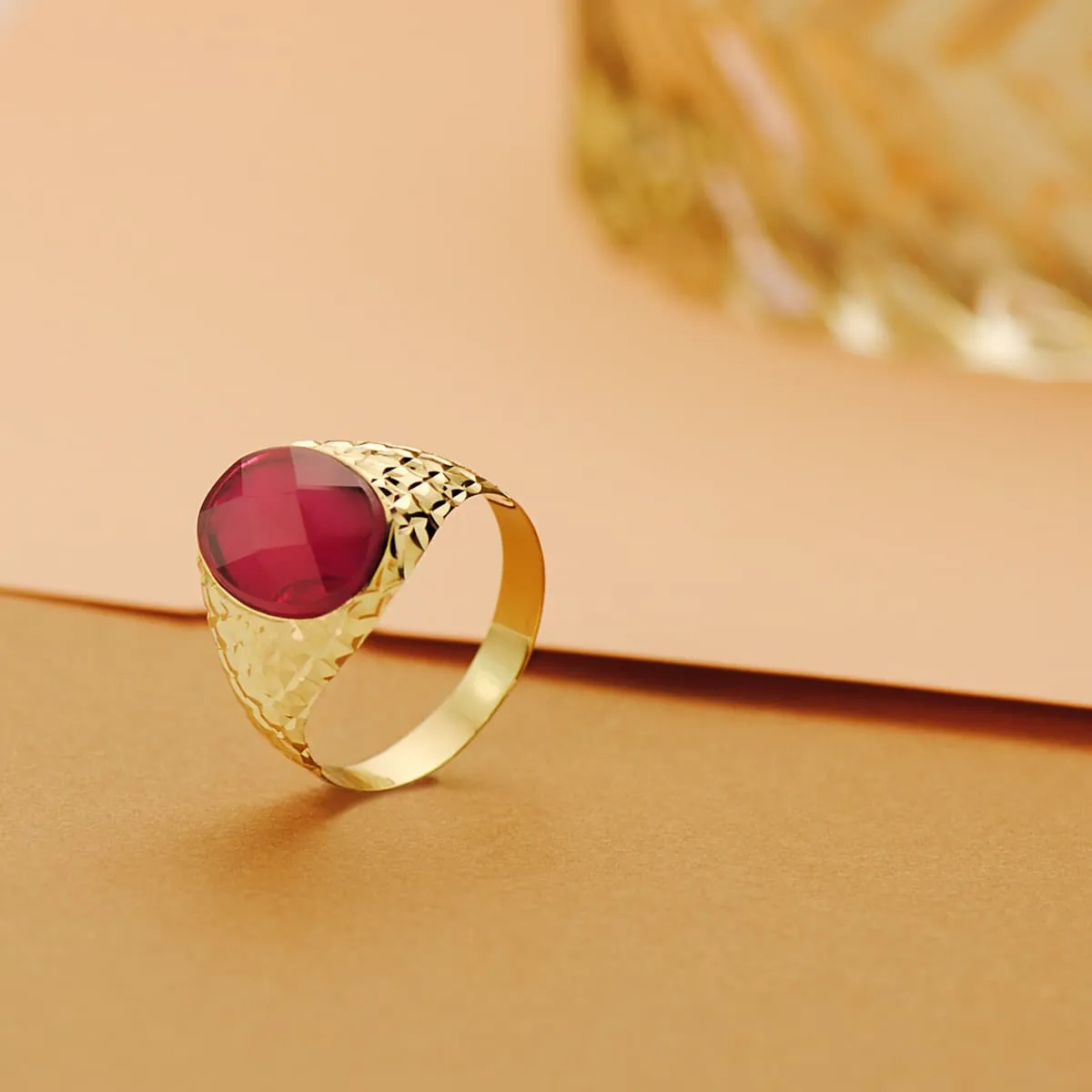 Sello Oro Rubí Spinel 14x10mm.
