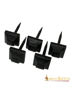 Set 5 tachuelas cuadradas medievales forjadas a mano