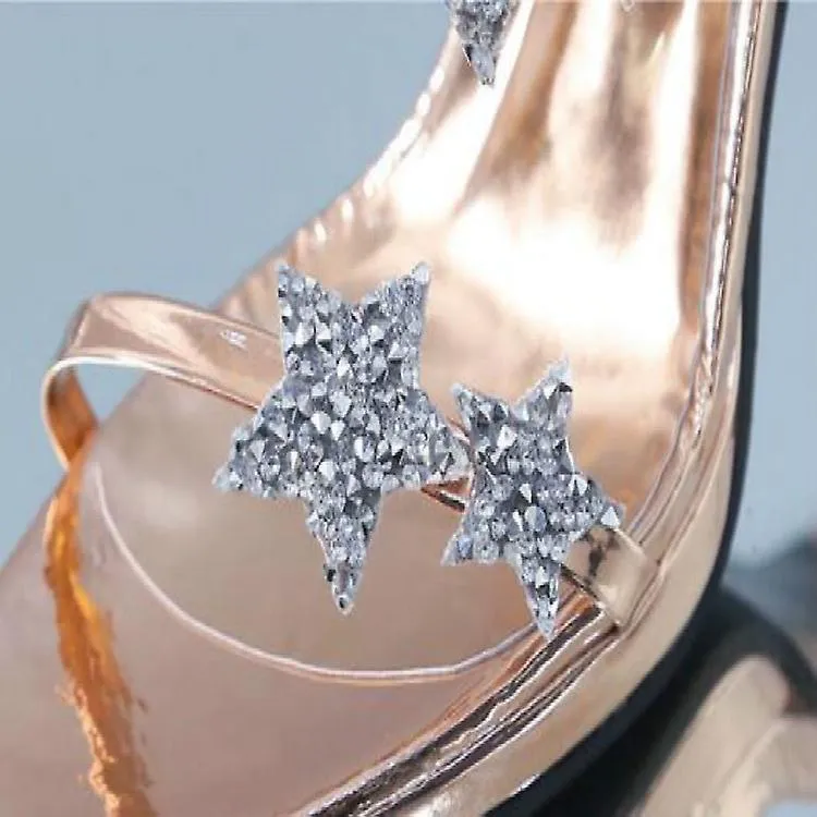 Sexy Peep Toe Five Pointed Star High Heels Sandalias Zapatos de boda