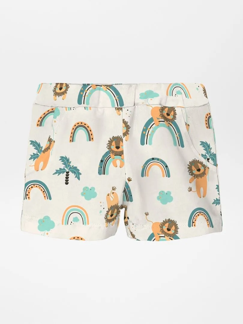 SHORT DE ALGODóN ESTAMPADO  BEIGE
