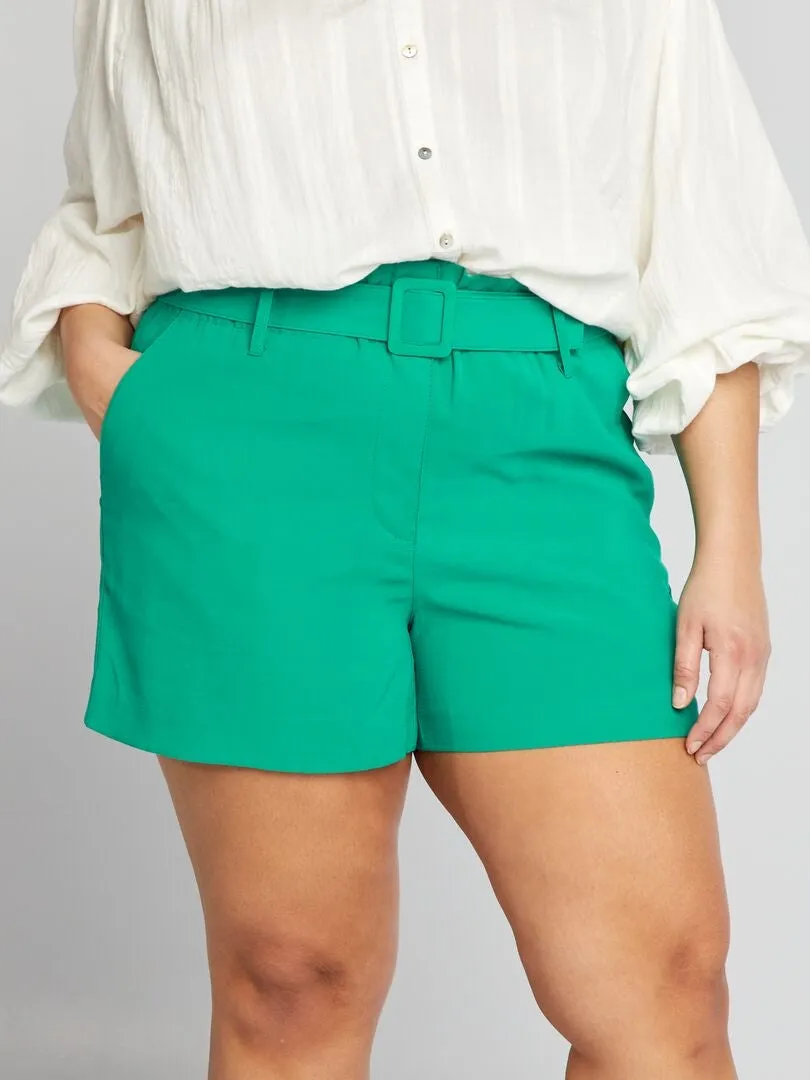 SHORT VAPOROSO DE SARGA  VERDE