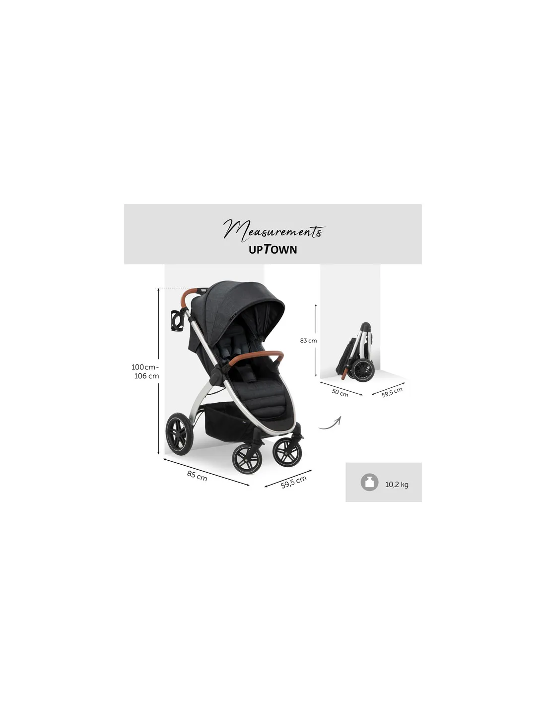 Silla de paseo Uptown negra de Hauck elegante todoterreno