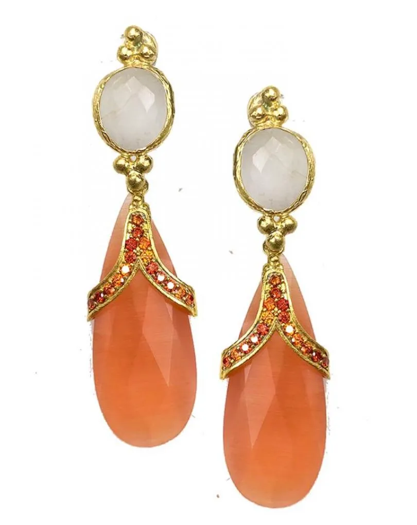 SOFISTICADOS PENDIENTES NARANJAS PARA MUJER DISEÑO DE PIEDRA
