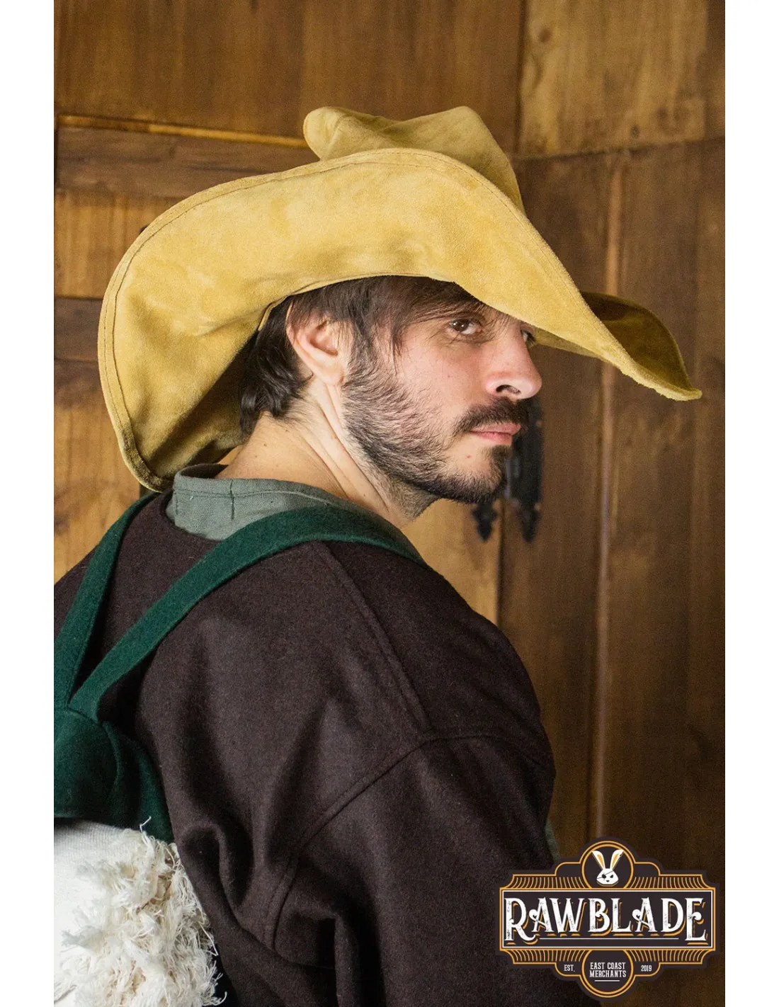Sombrero de bruja Wikka en cuero marrón claro