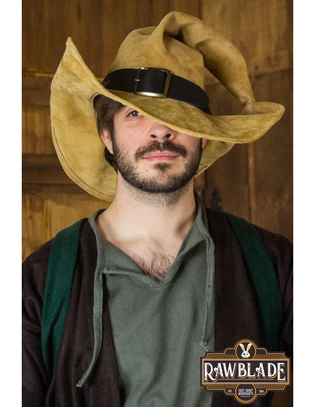 Sombrero de bruja Wikka en cuero marrón claro