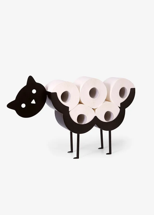 Soporte para papel higiénico con diseño de gato Negro