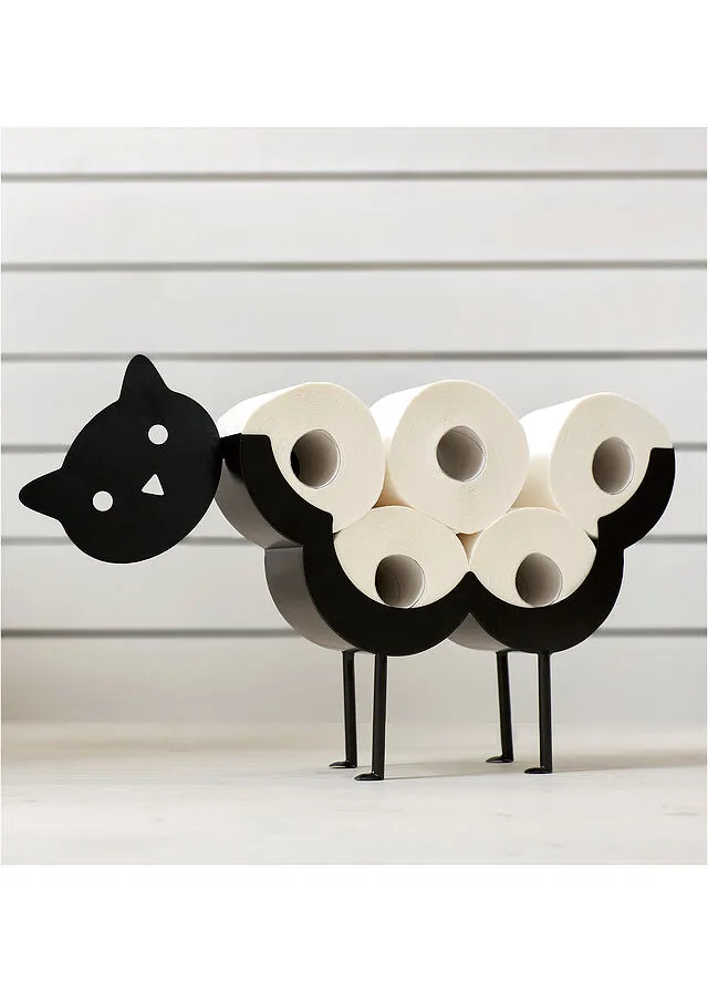Soporte para papel higiénico con diseño de gato Negro