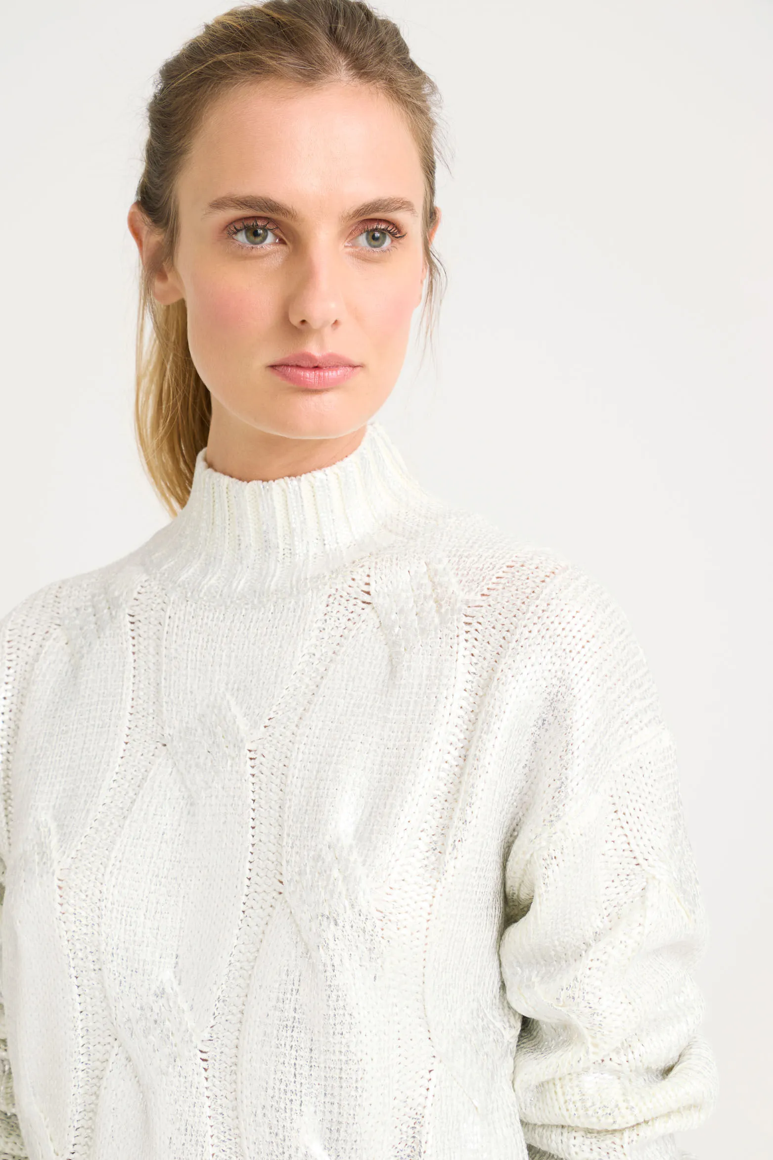 Sweater Rock en tejido rectilíneo para mujer efecto metalizado