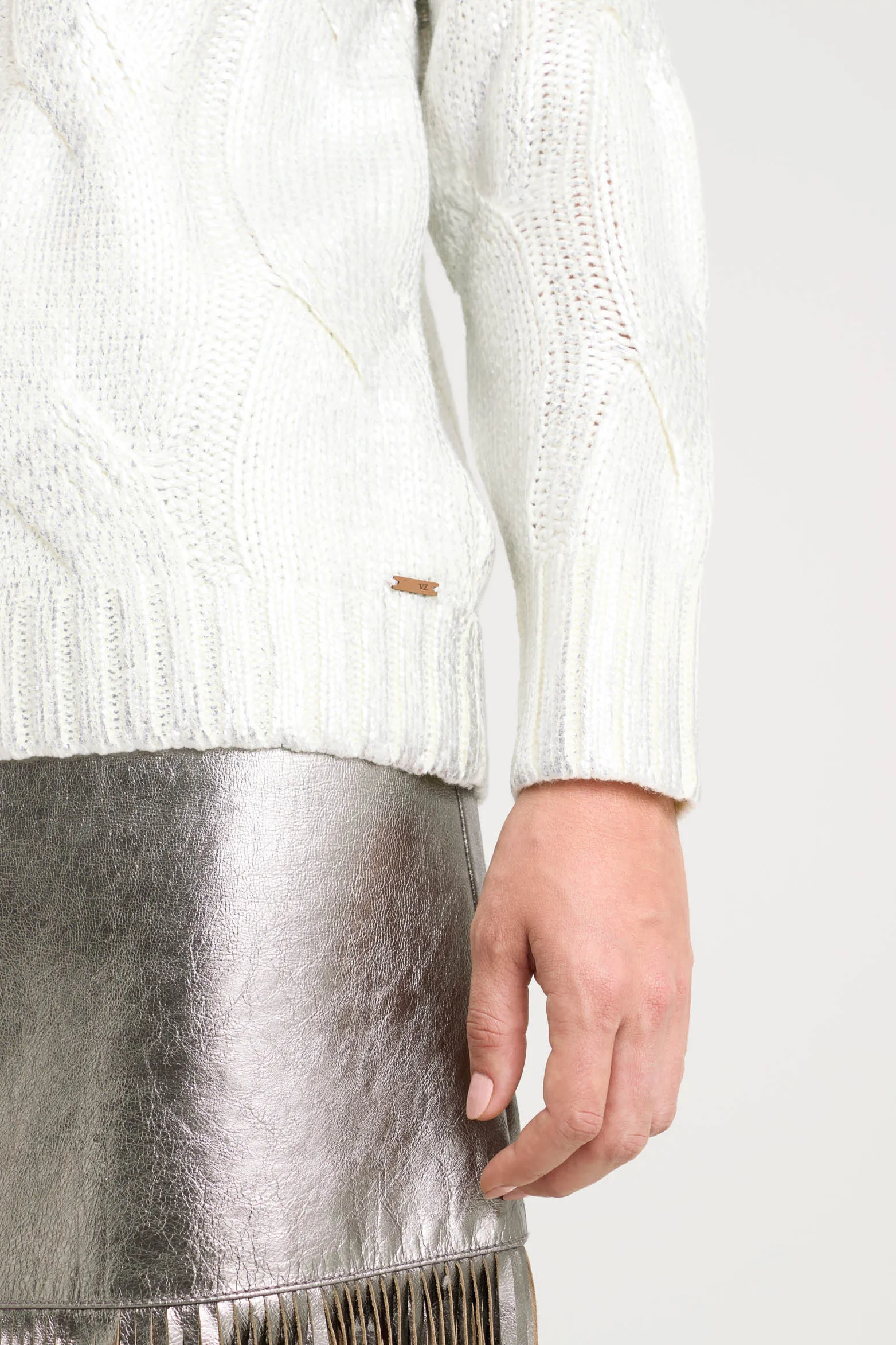 Sweater Rock en tejido rectilíneo para mujer efecto metalizado