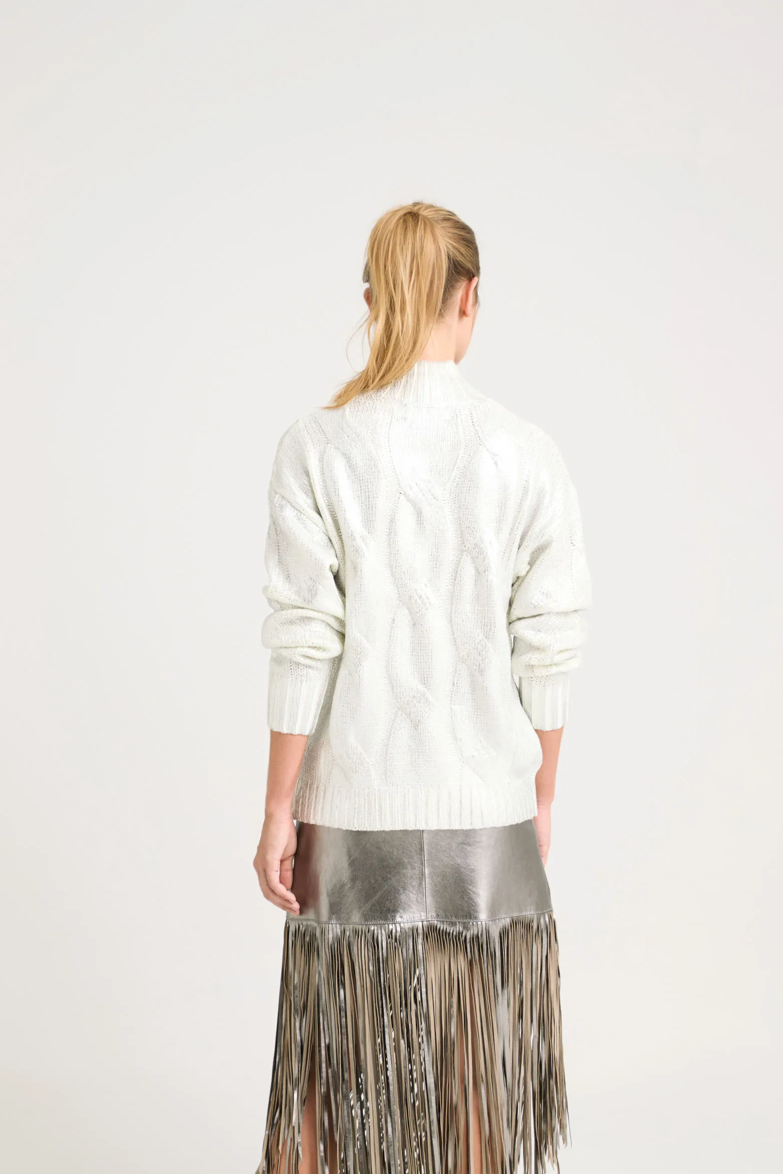 Sweater Rock en tejido rectilíneo para mujer efecto metalizado