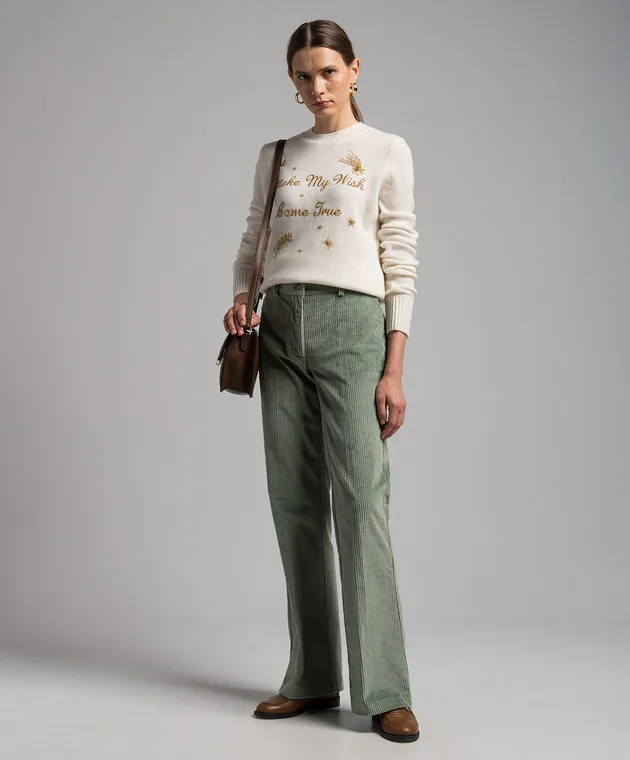 Twinset White wool and cashmere sweater with embroidery
