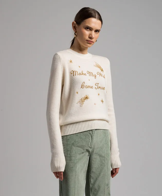 Twinset White wool and cashmere sweater with embroidery