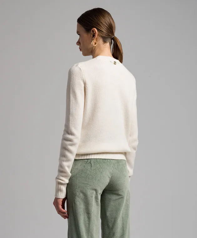 Twinset White wool and cashmere sweater with embroidery