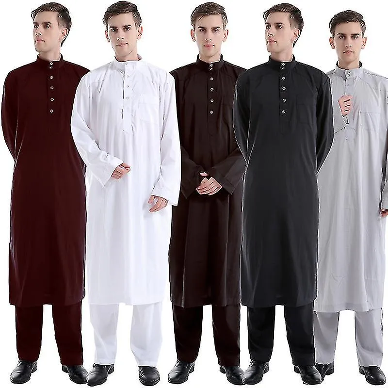 Túnica musulmana Hombres árabes Thobe Ramadán Disfraces Árabe Pakistán Arabia Saudita Eid Turquía Abaya Ropa islámica nacional m