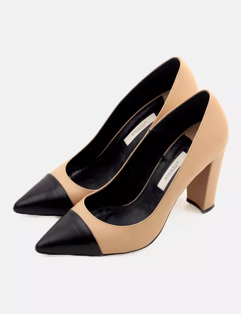 Uterqüe Zapatos de tacón bicolor