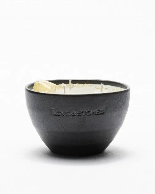 Vela Love & Stones ABUNDANCE  Medium Crystal Candle Negro