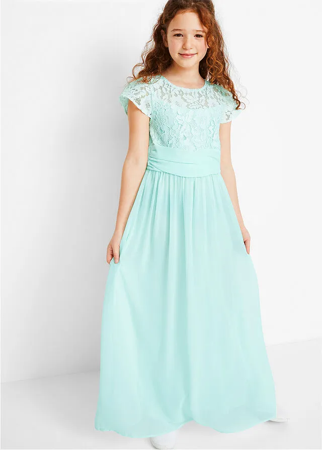 Vestido de fiesta con encaje para niñas Menta pastel