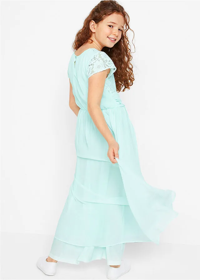 Vestido de fiesta con encaje para niñas Menta pastel