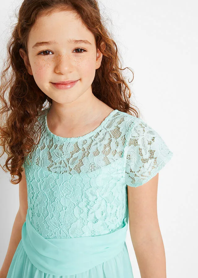 Vestido de fiesta con encaje para niñas Menta pastel