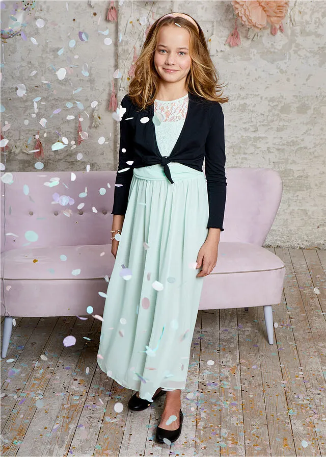 Vestido de fiesta con encaje para niñas Menta pastel
