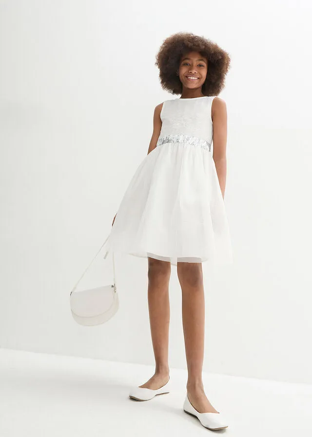 Vestido festivo para niñas Blanco lana