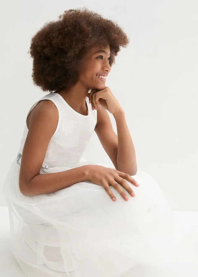 Vestido festivo para niñas Blanco lana
