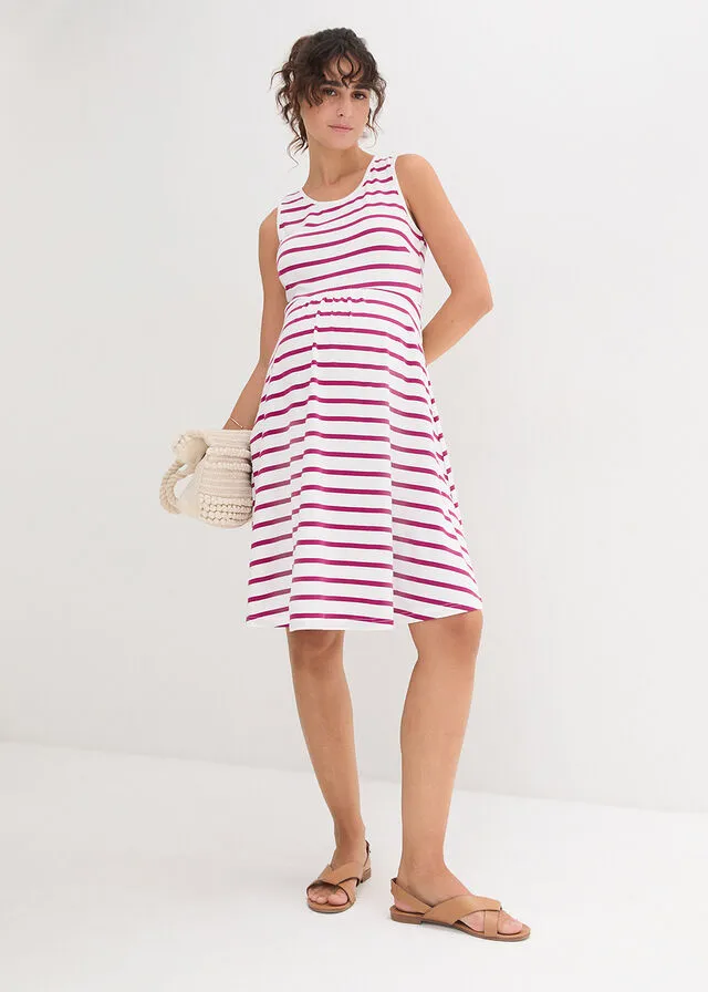 Vestido premamá de punto con diseño de rayas Violeta/blanco de rayas