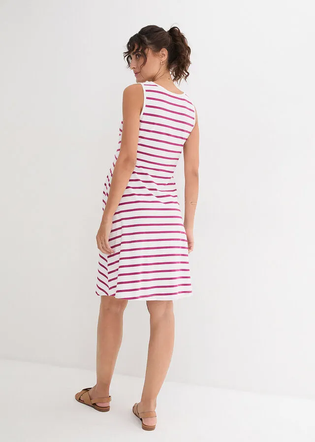 Vestido premamá de punto con diseño de rayas Violeta/blanco de rayas