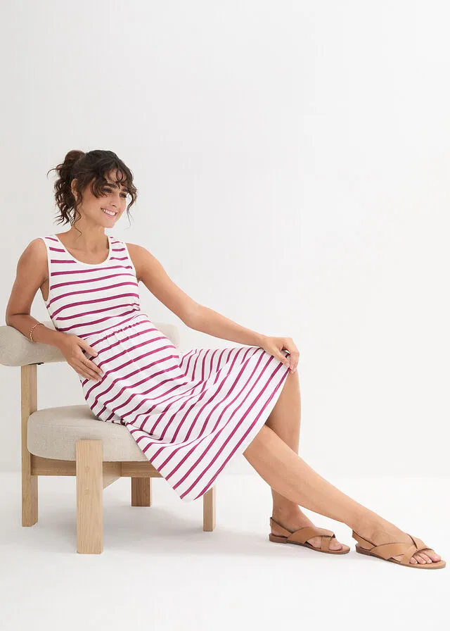 Vestido premamá de punto con diseño de rayas Violeta/blanco de rayas