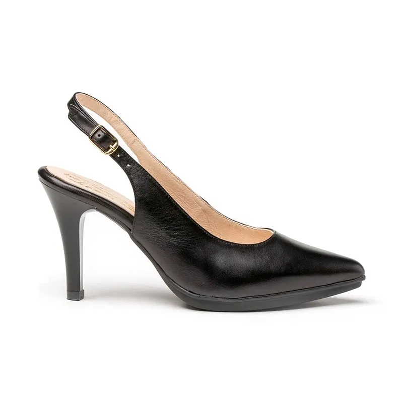 Zapatos De Salón Descubierto Mujer Piel Napa Tacón Alto 1495 Negro, de Eva Mañas