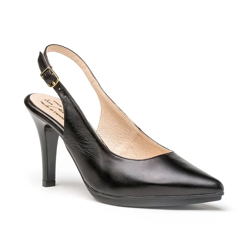Zapatos De Salón Descubierto Mujer Piel Napa Tacón Alto 1495 Negro, de Eva Mañas