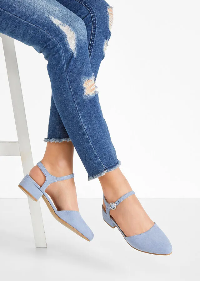 Zapatos de tacón con el talón al descubierto Azul perla