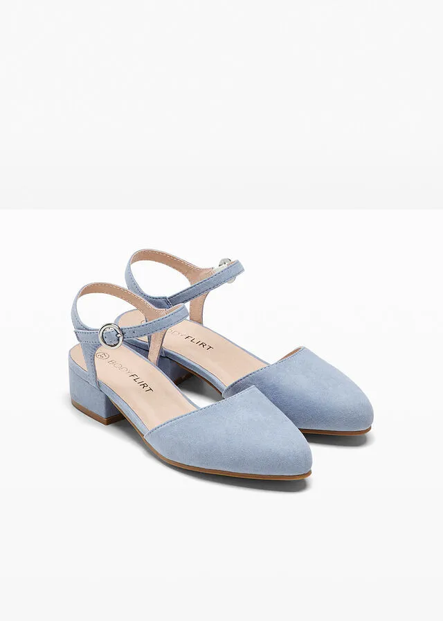 Zapatos de tacón con el talón al descubierto Azul perla