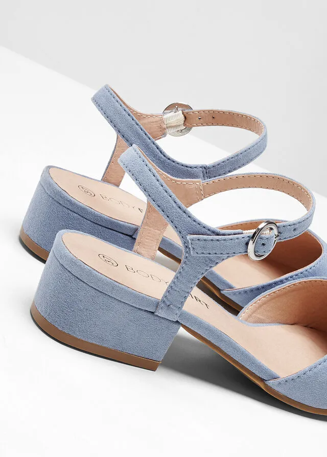 Zapatos de tacón con el talón al descubierto Azul perla