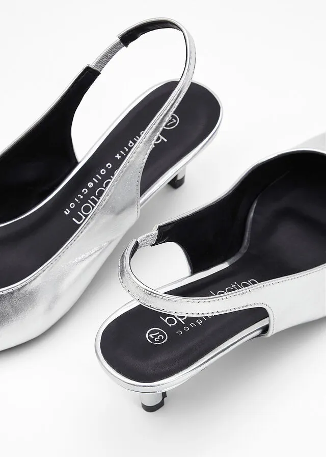Zapatos de tacón con talón abierto Plata