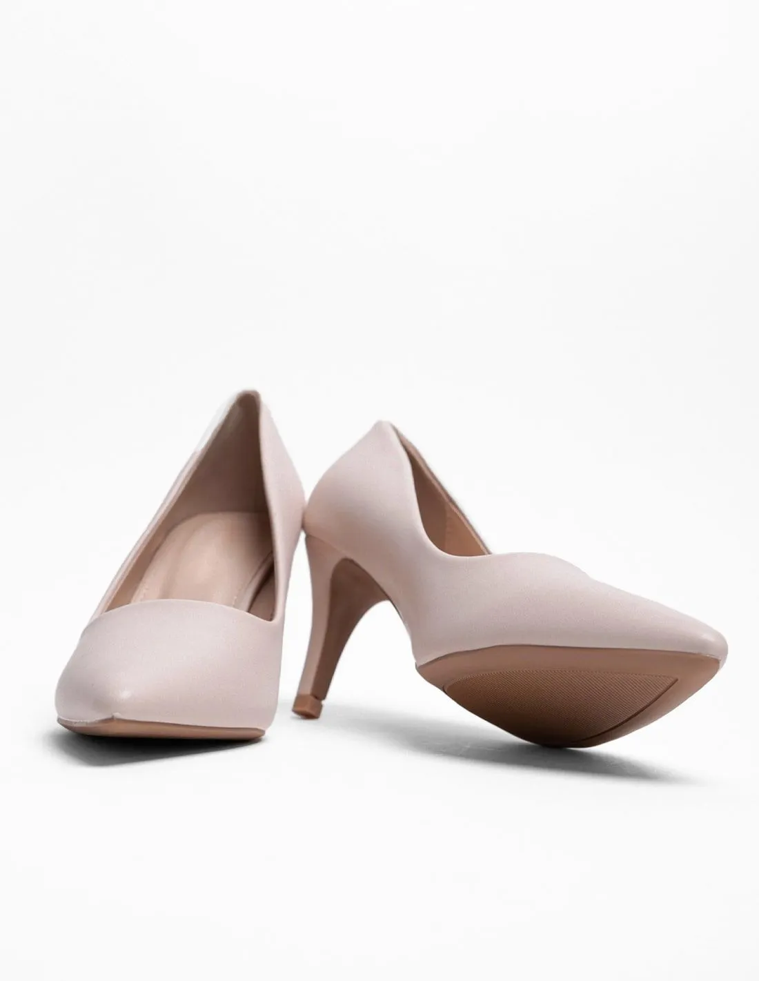 Zapatos de tacón medio para vestir color nude mujer