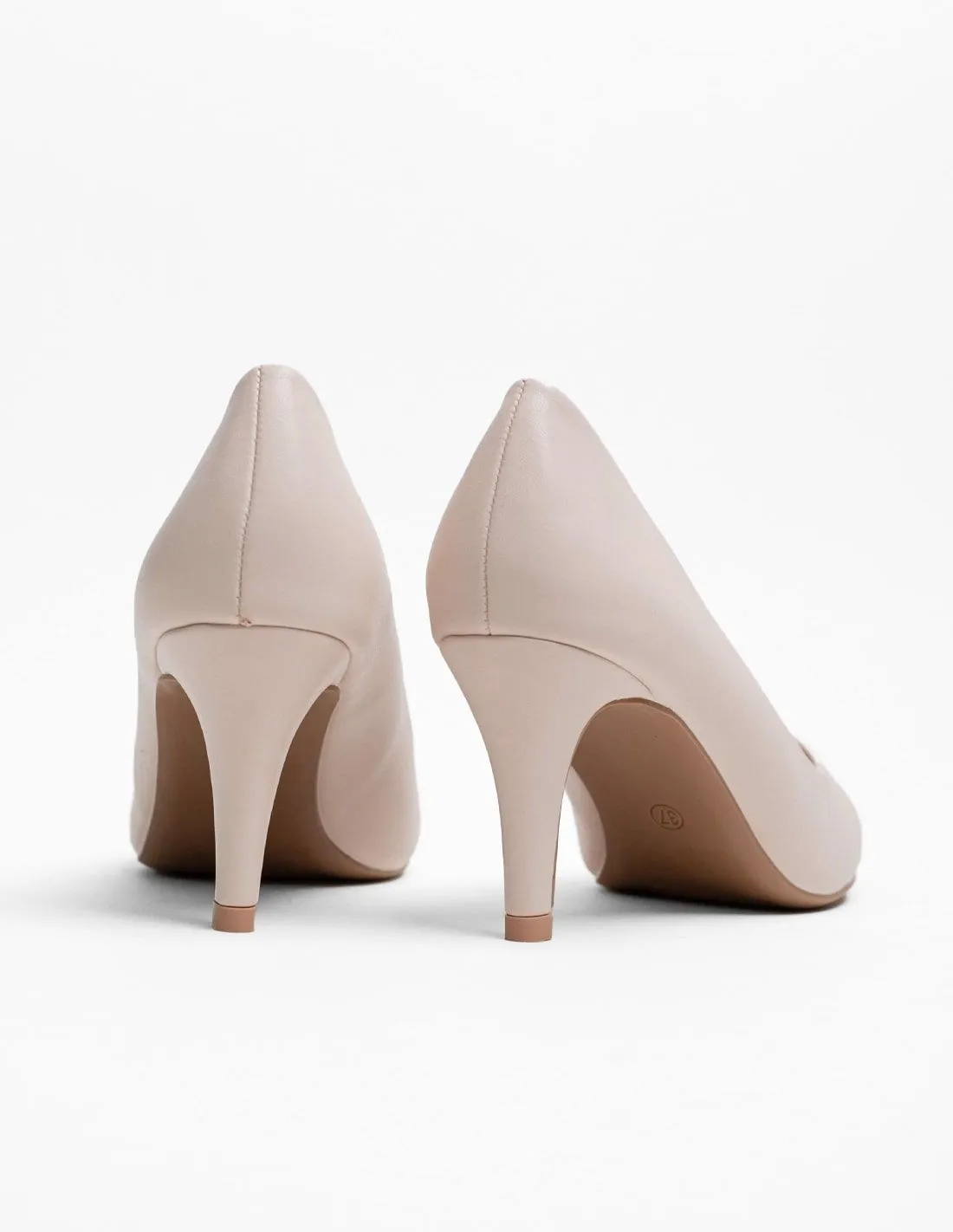 Zapatos de tacón medio para vestir color nude mujer