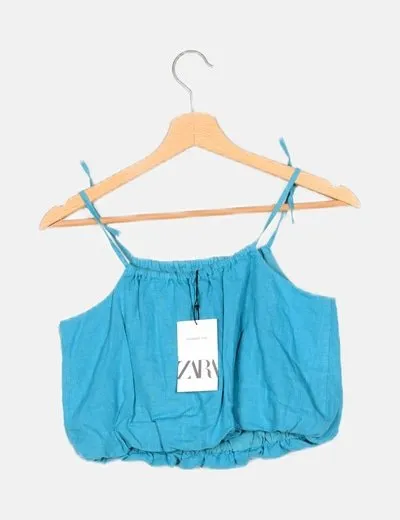 Zara Top turquesa casual
